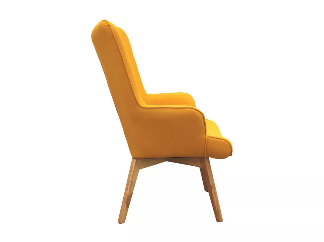 HAYNA - Fauteuil Jaune et Piétement Naturel