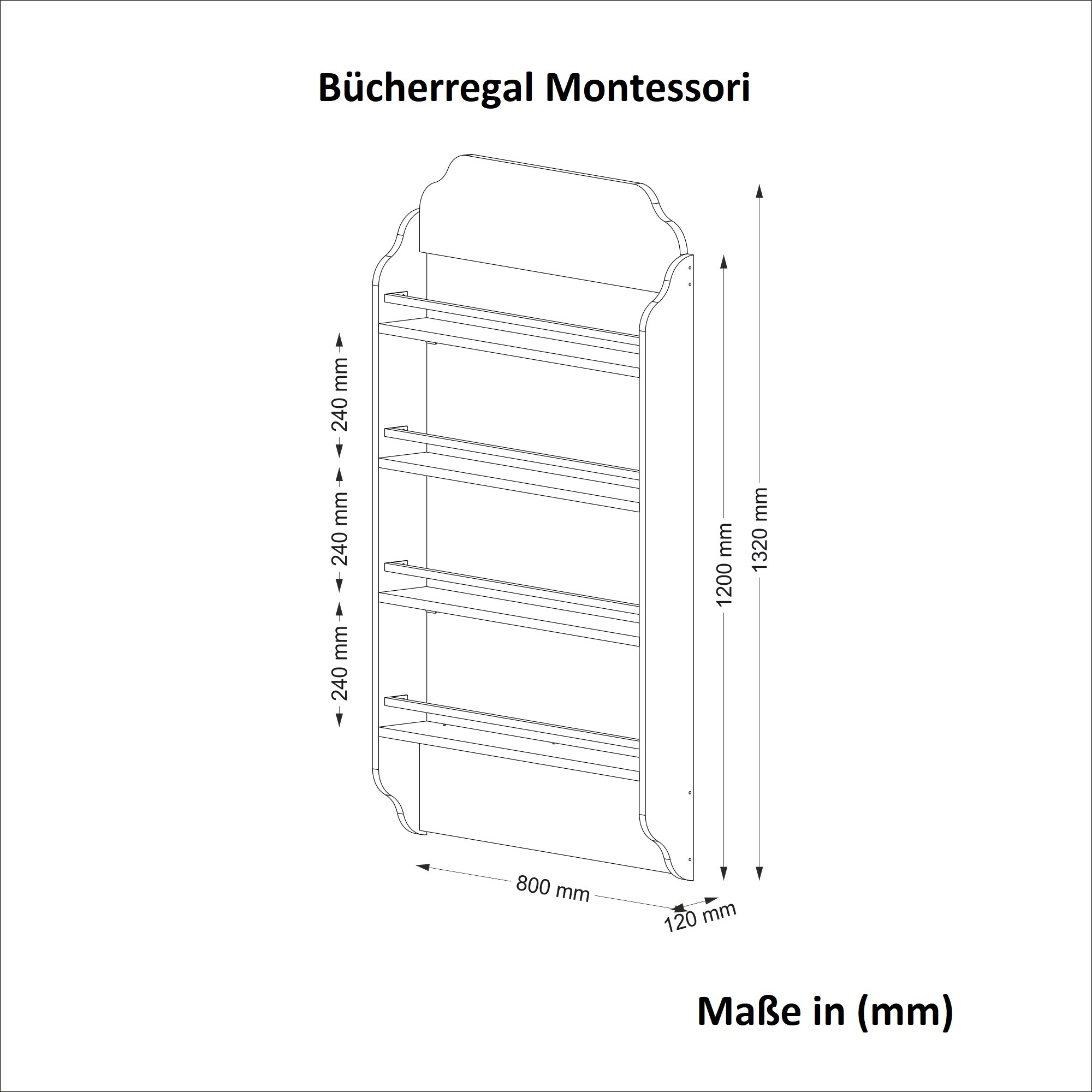 Bücherregal Montessori Weiß