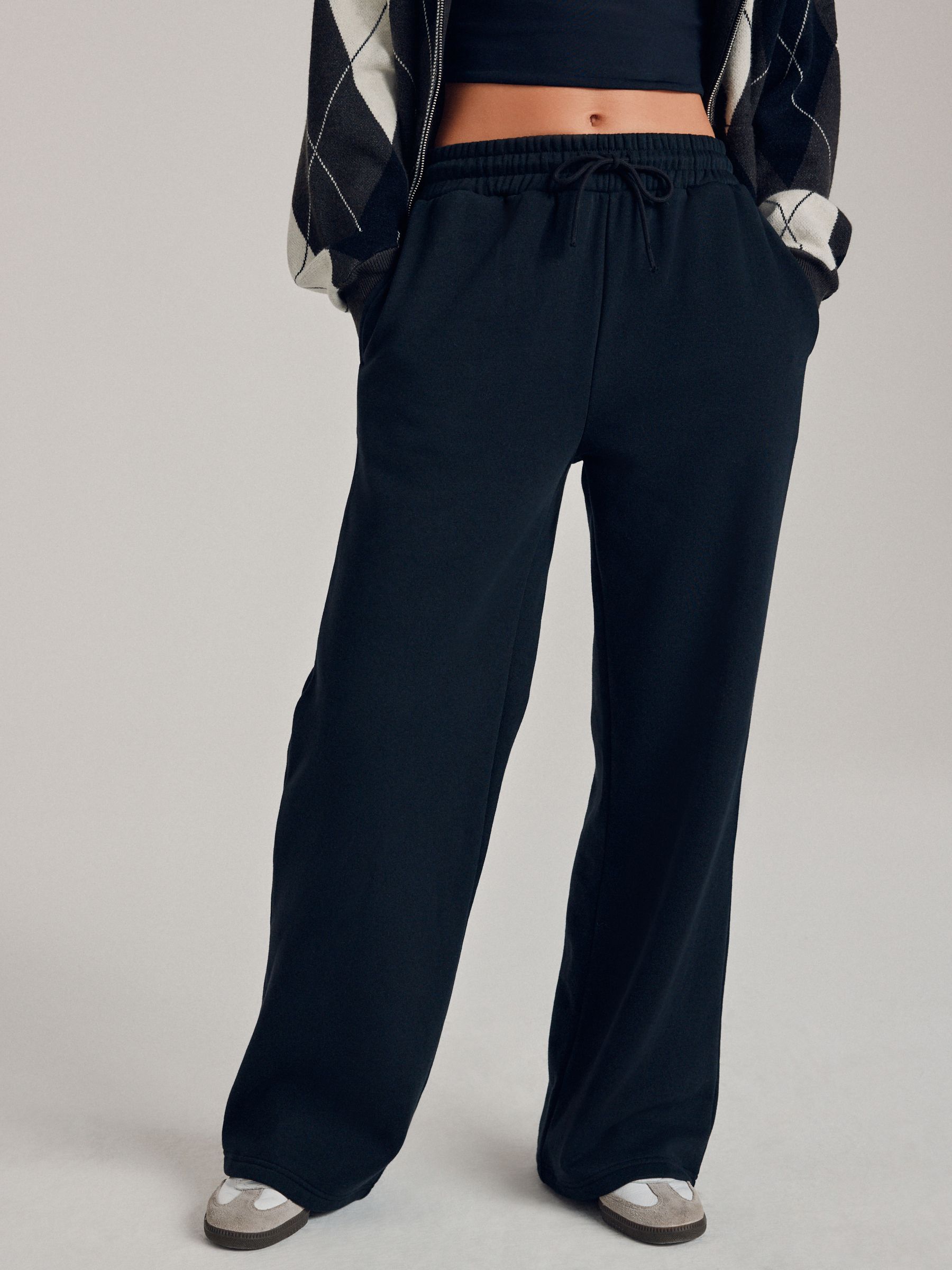 Zwart - Essential Wide Leg Jersey Joggers