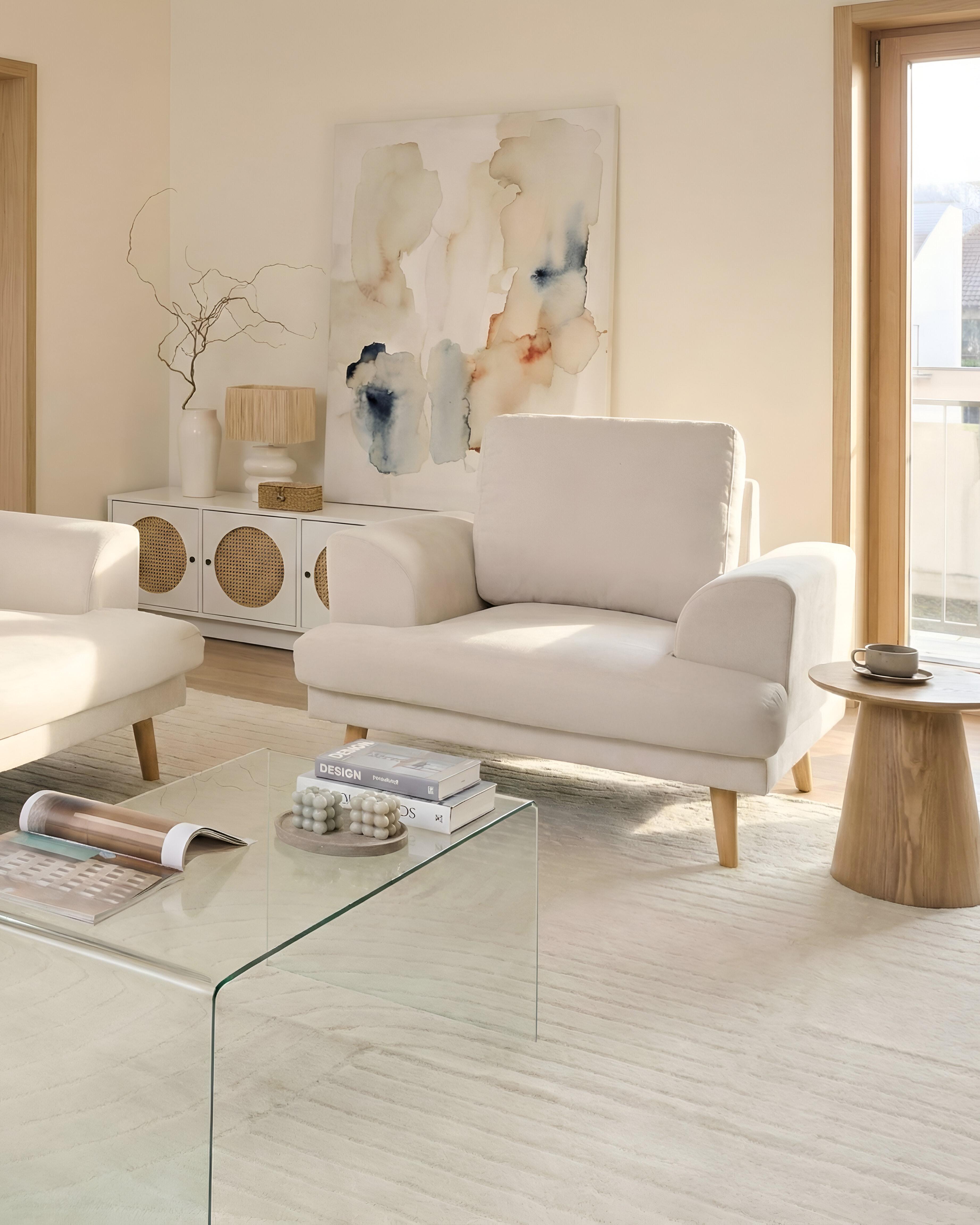 Fauteuil KILDAL Stof Lichtbeige