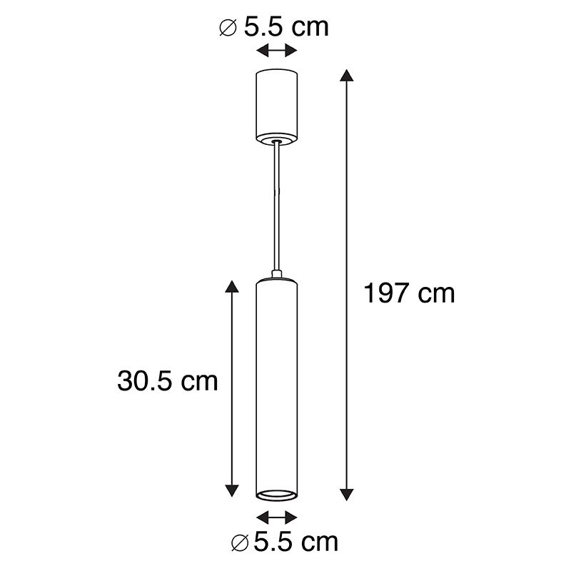 Design hanglamp zwart GU10 50mm - Tuba small