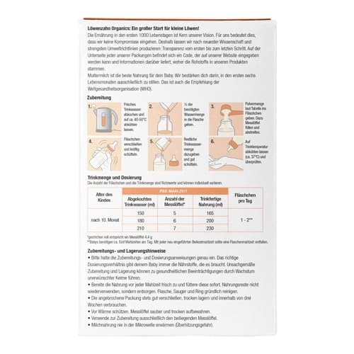 Löwenzahn Organics Bio Folgemilch 10+ Monate