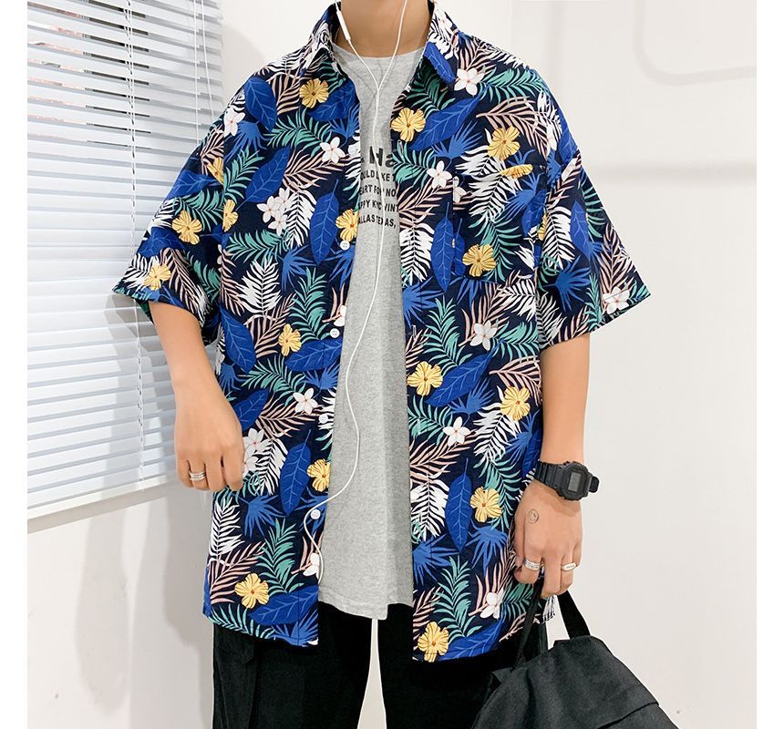 Blueforce - Hawaiiaans overhemd met kraag, elleboogmouwen en print