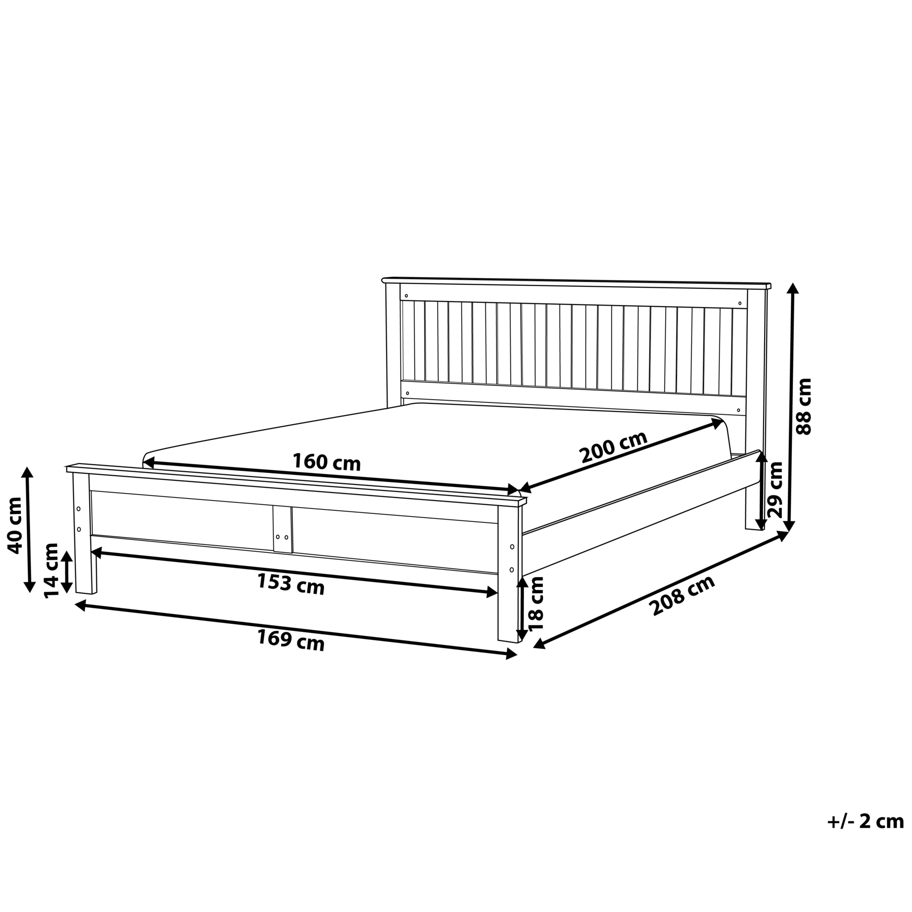 Beliani-MAYENNE -Tweepersoonsbed-Donkerbruin-160 x 200 cm-Dennenhout