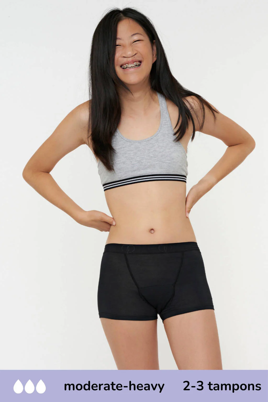 boyshort menstruatieslip Medium/Heavy zwart