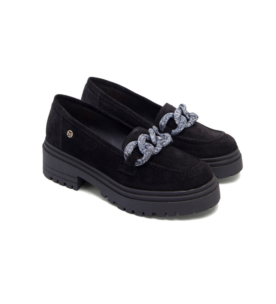 Mocassins Porronet Saiko em couro preto - Salto de 5 cm -
