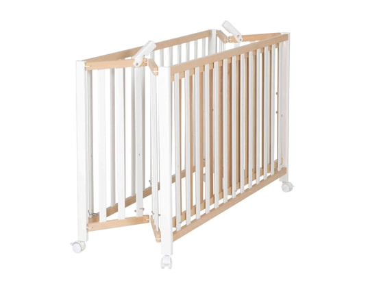 ROBA - Lit bébé Lit pliant en bois à barreaux fold up bois clair 60 x 120
