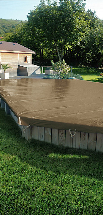 Couverture d'hiver piscine Tatihou 4,31x4,31m gris foncé - Just'aposé