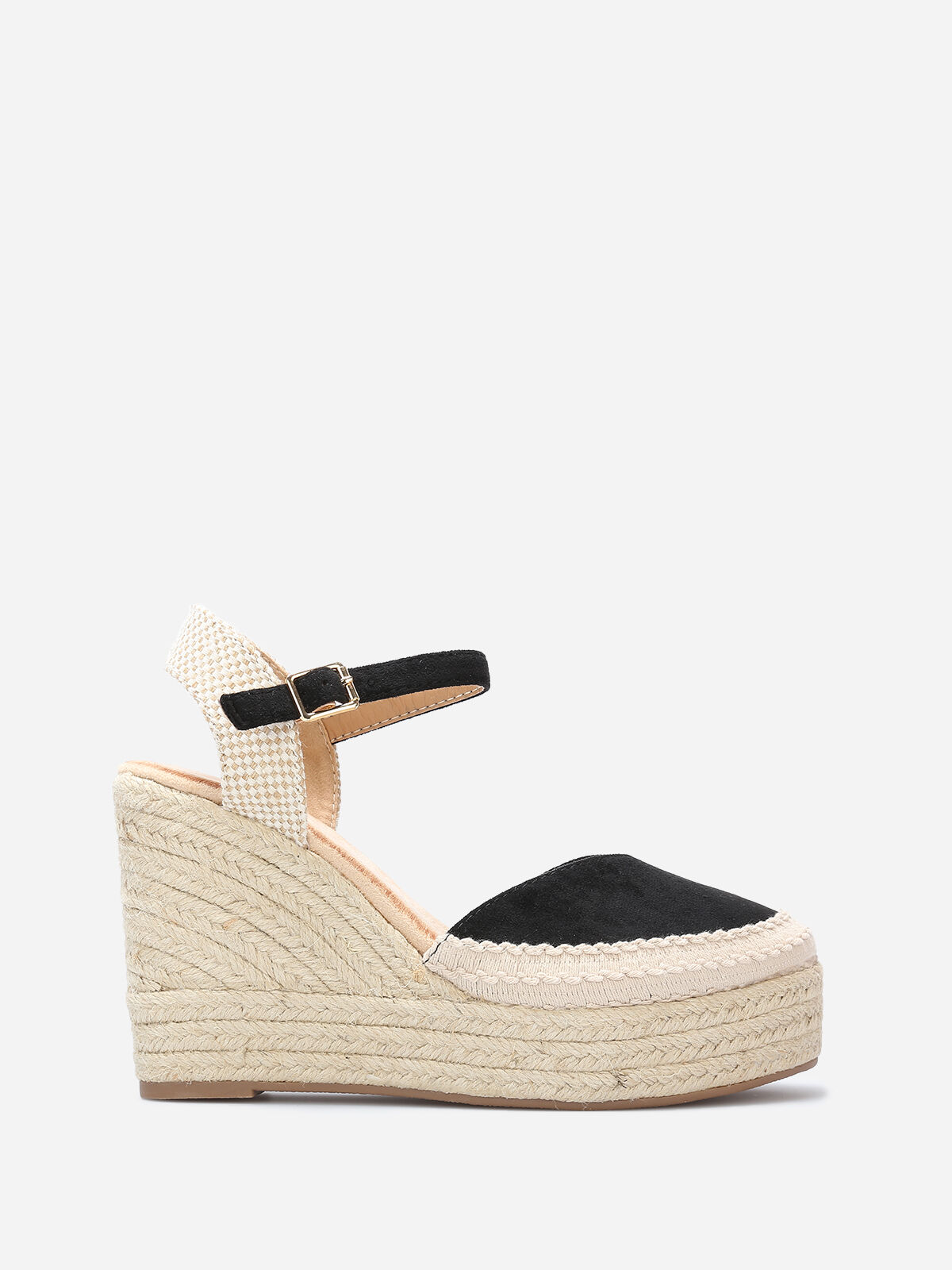 Espadrilles compensées à bride- Noir