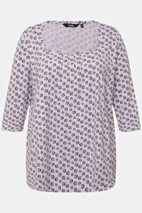 Shirt, Punkte, A-Linie, Carree-Ausschnitt, 3/4-Arm