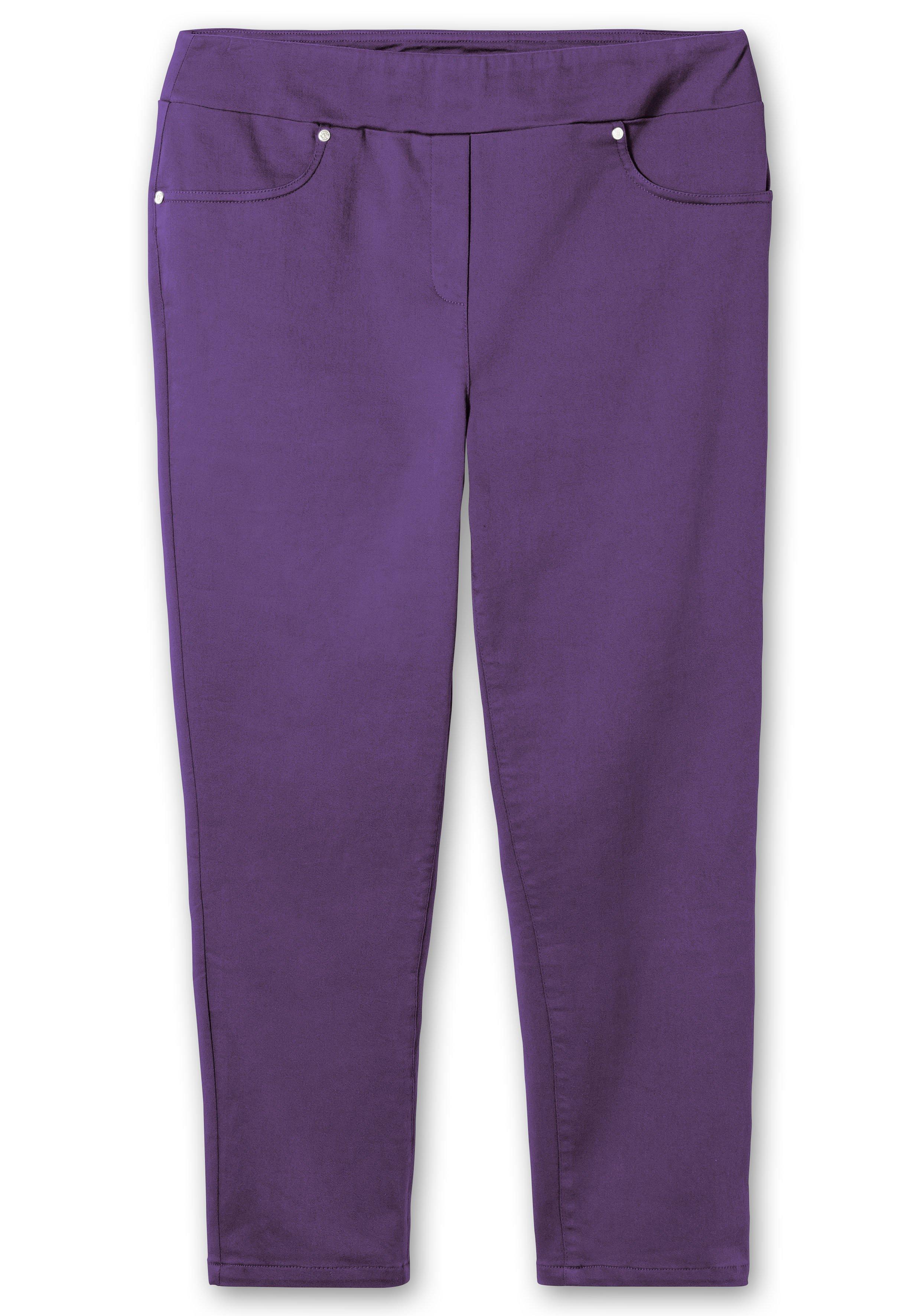 Schmale 7/8-Stretchhose mit elastischem Bund