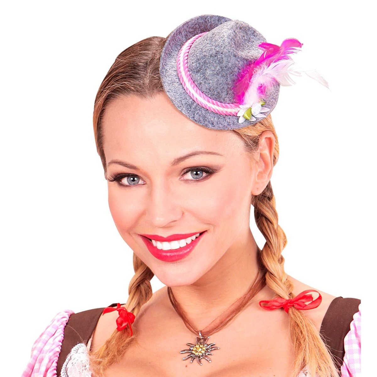 Oktoberfest Hoed Tiroler Mini Met Roze Veren