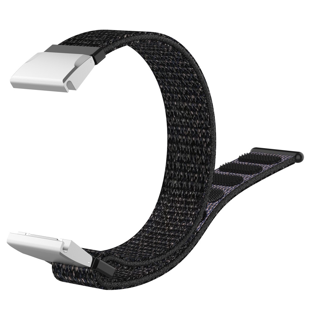 Garmin Nylon Klettverschluss Ersatz Armband mit 22mm Schnellverschluss (Gelenkumfang: 190-245mm) - Schwarz / Silber