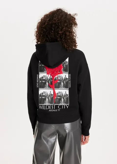 Hoodie met print wildest city zwart (ZWART)