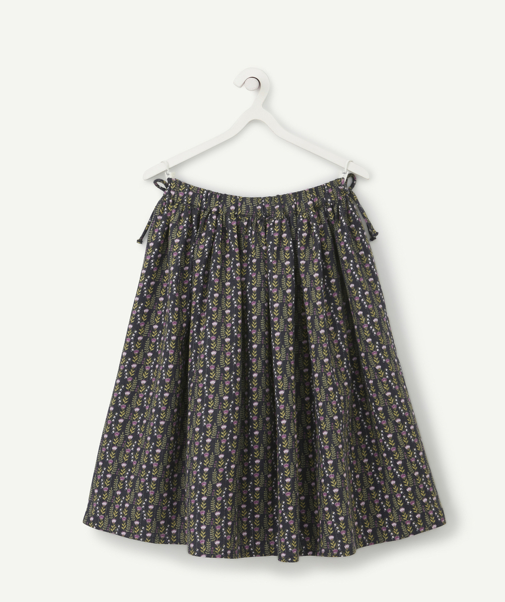 JUPE LONGUE MOTIF FLEURI ET LISERÉ PAILLETÉ FILLE