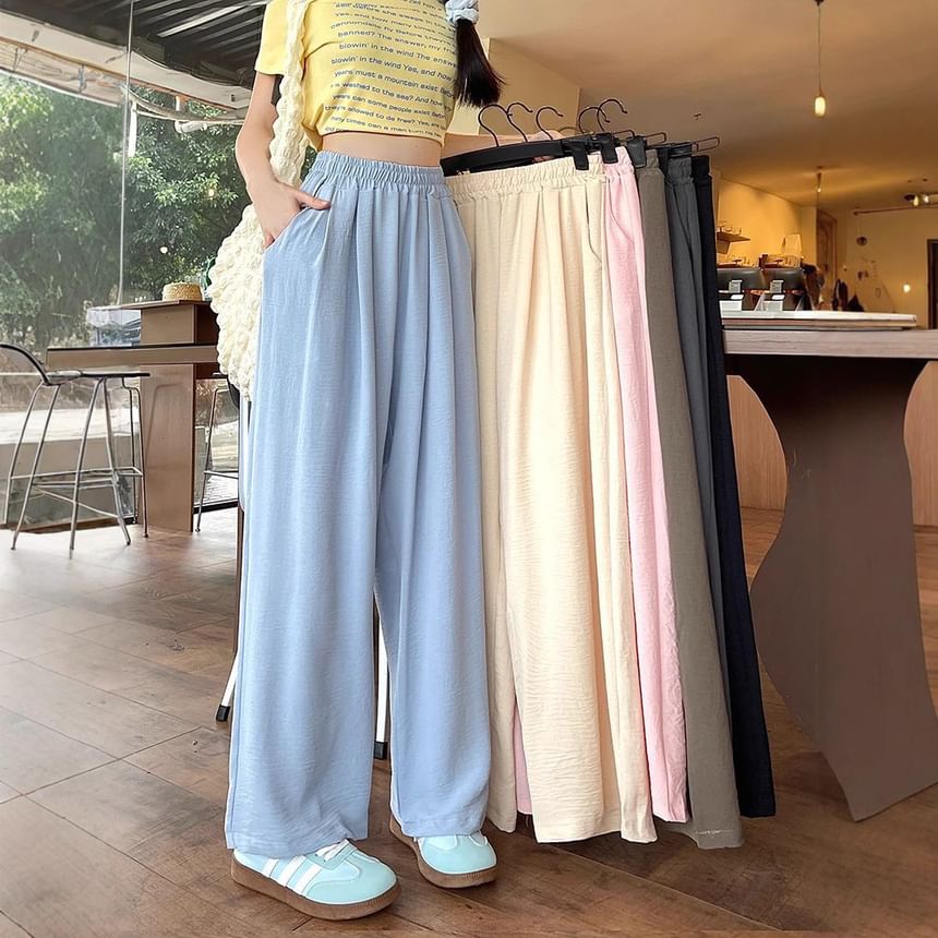 Metticus - Hoge taille effen wijde broek