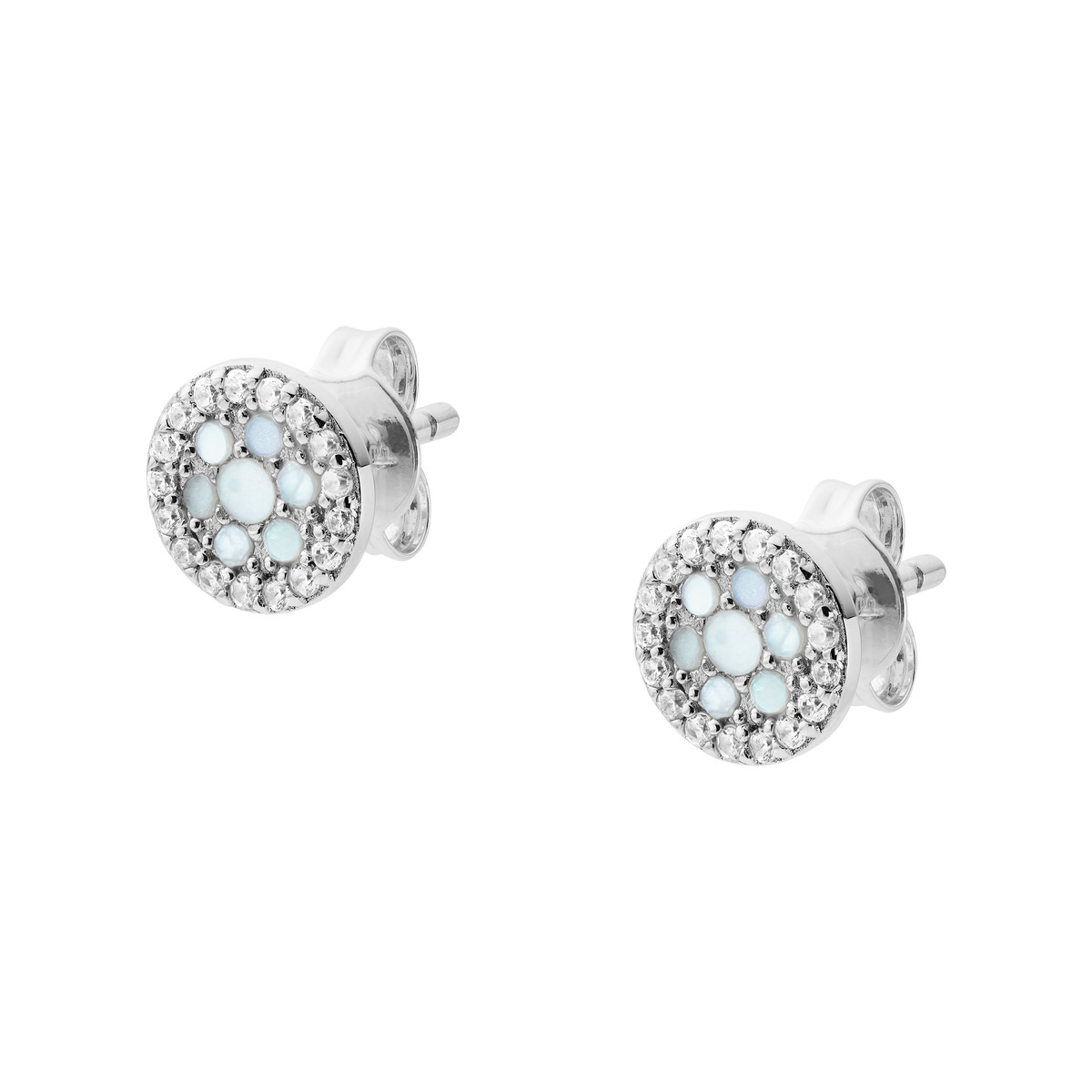 Boucles d'oreilles FOSSIL argent 925 nacre et zirconias