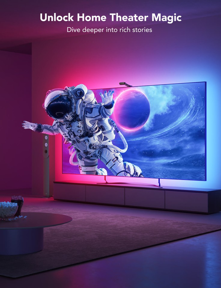 Govee Envisual TV-baggrundsbelysning T2 med dobbelte kameraer (75~85 tommer)