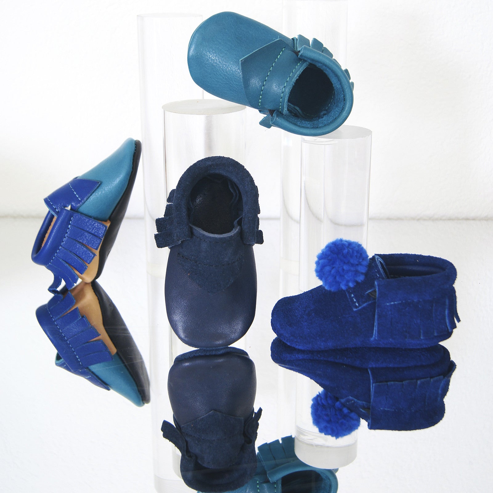 Mokassin Blue Pom Blau