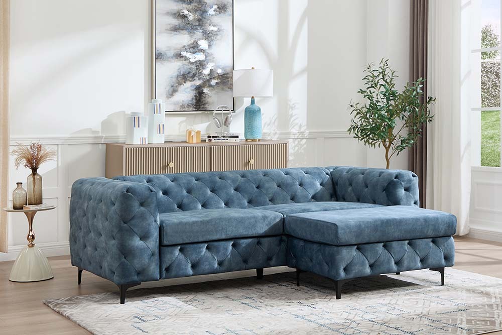 Chesterfield Sofa MODERN BAROCK 235cm petrol Samt 3-Sitzer Couch Federkern