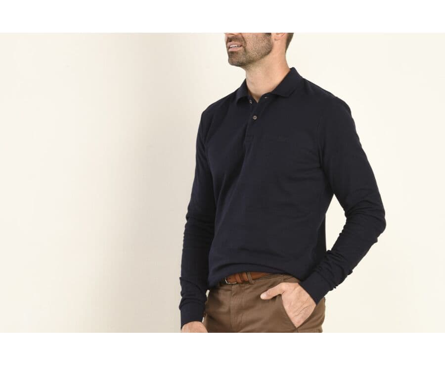 Polo manches longues homme Marine - ANDY II ML