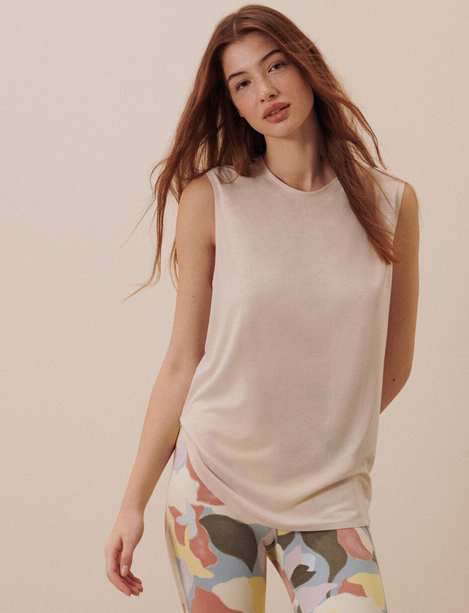 T-shirt sans manches - beige