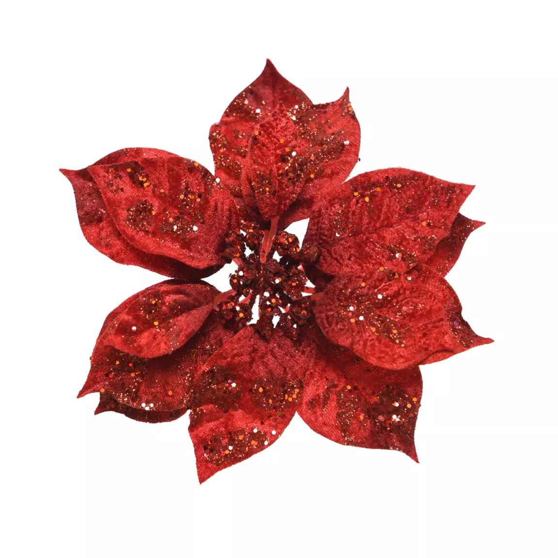 Poinsettia de Noël sur clip (D16 cm) Christmas Chic Rouge