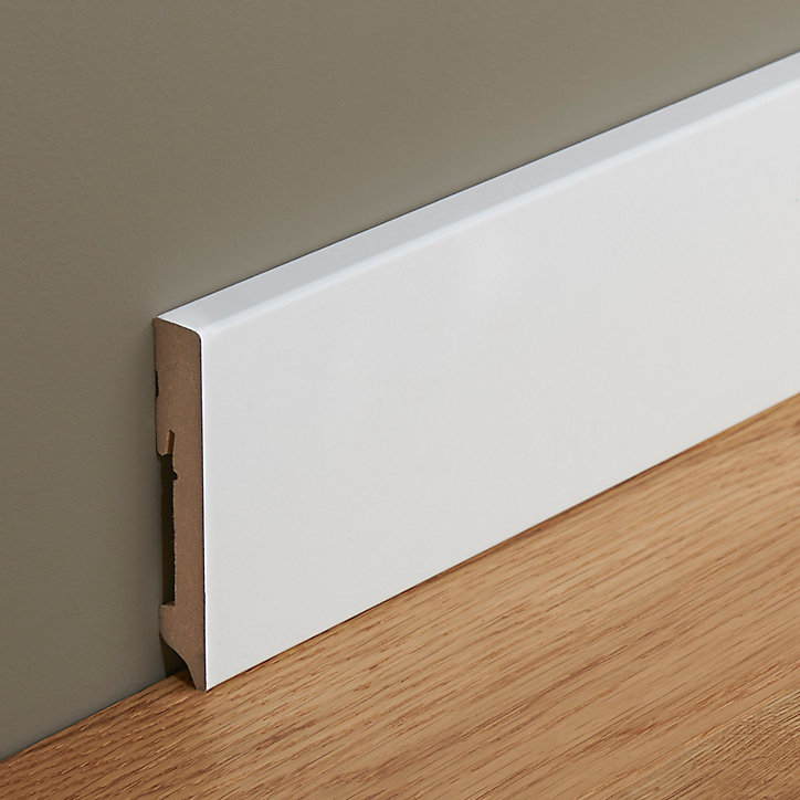 Plinthe MDF Blanc contemporaine GoodHome 220 x 10 cm Décor 10 (vendue à la pièce)