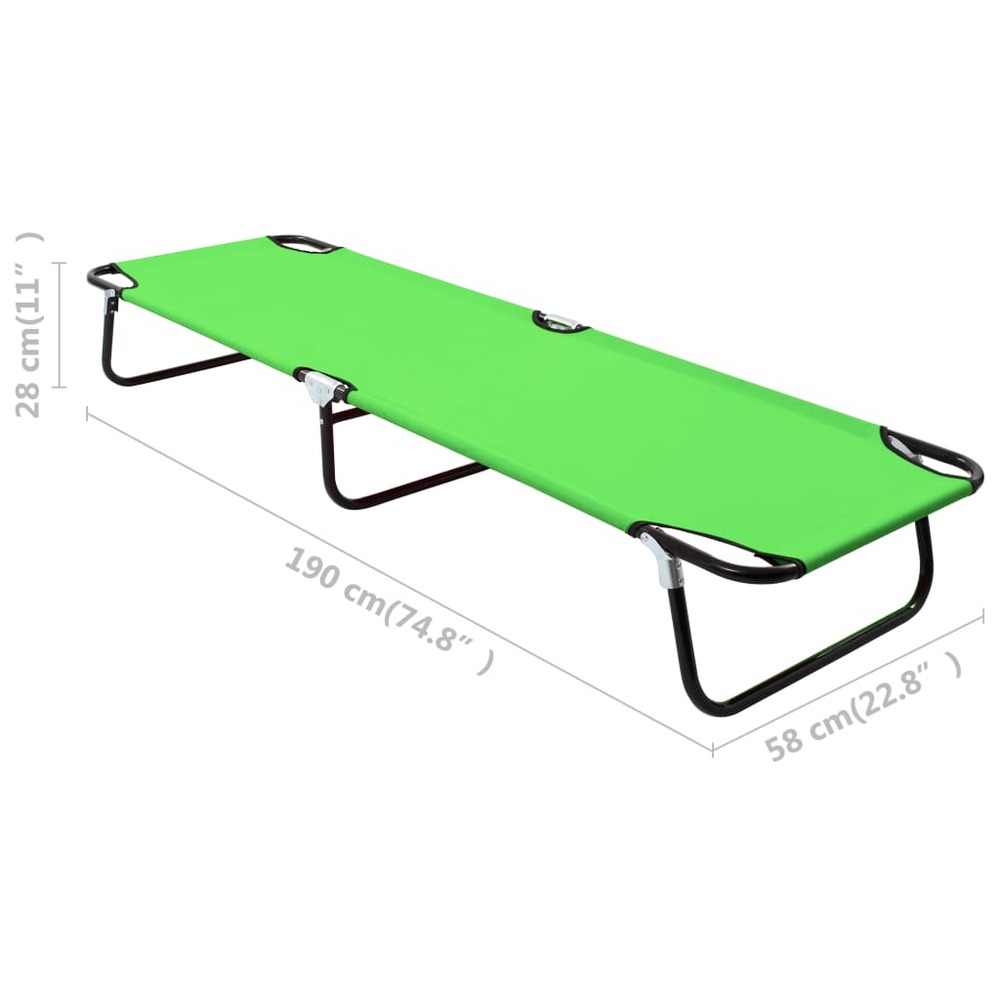Transat chaise longue bain de soleil lit de jardin terrasse meuble d'extérieur pliable acier vert