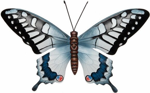 Intratuin tuinwanddecoratie vlinder Sina wit / blauw / zwart 37 x 1 x 24 cm