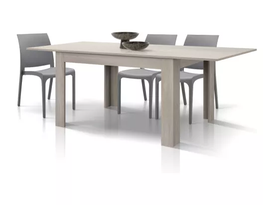 Table en bois finition orme perlé, extensible 120×80 cm - 170×80 cm - LIPARI