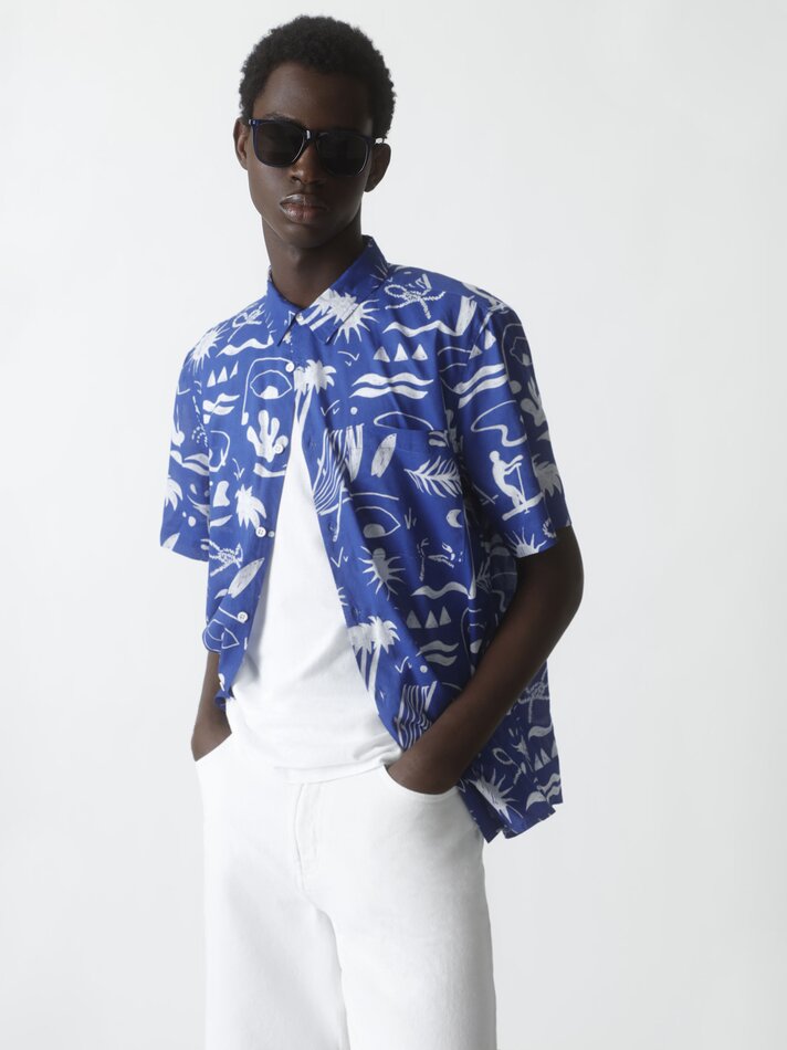 Camisa estampada - Azul médio