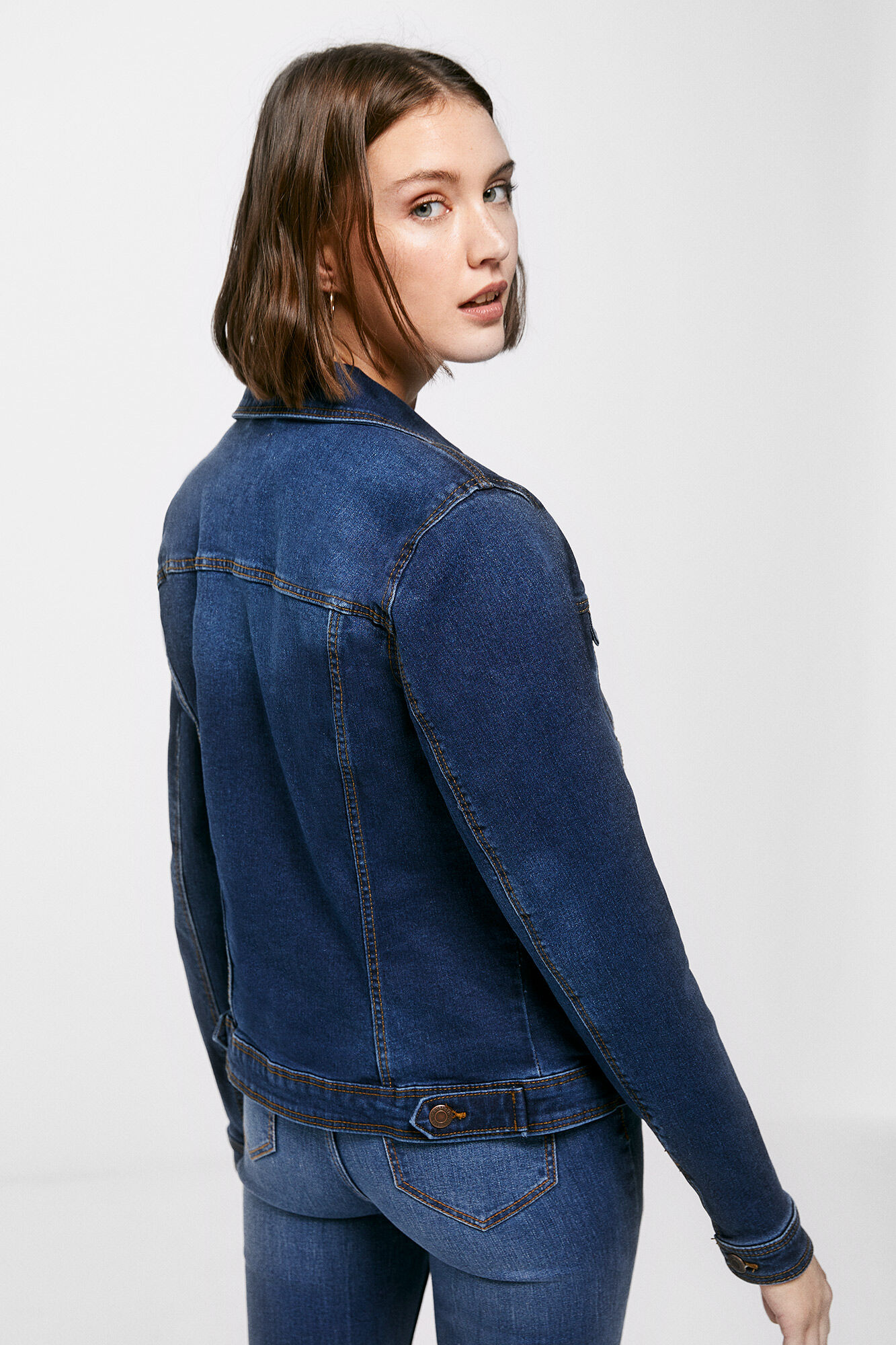 Jaqueta jeans de algodão