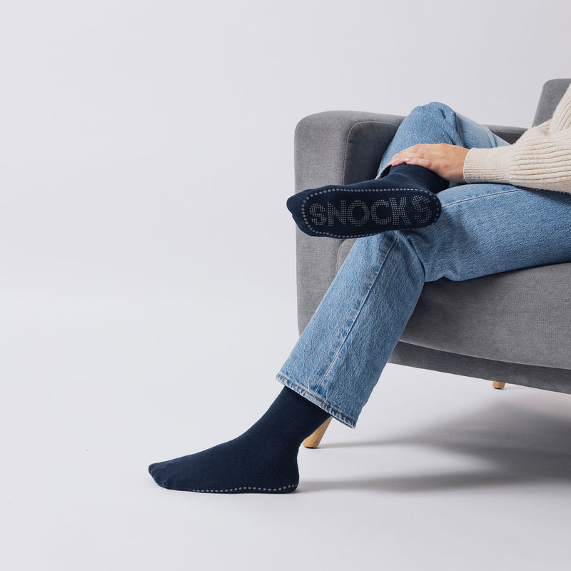 Anti-Rutsch Socken aus Bio-Baumwolle Blau (SNOCKS)