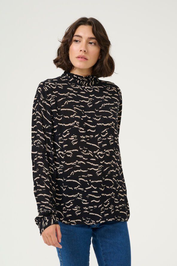 Kaffe KAluna Blouse Black/beige abstract print