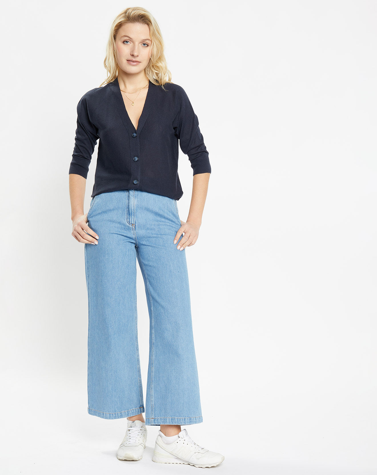 Jodhpur Gilet droit en Lin & Coton Mimosa bleu marine