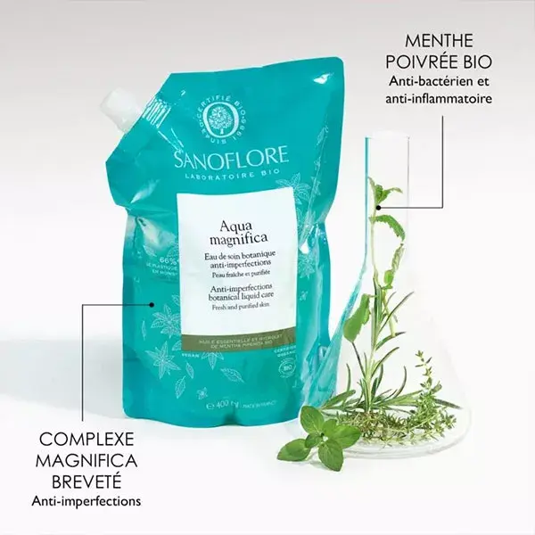 Sanoflore Aqua Magnifica Essence Botanique Visage Anti-Imperfections Recharge Bio 400ml