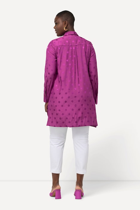 Longbluse, Jacquard-Punkte, Hemdkragen, Langarm