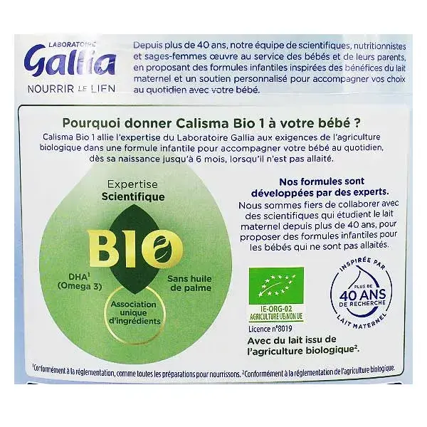 Gallia Calisma Orgânico 1ª Idade 800g