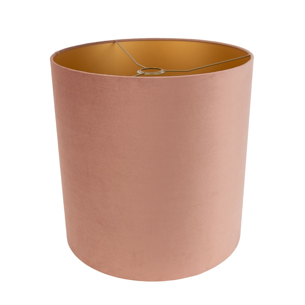 Velours lampenkap roze 40/40/40 met gouden binnenkant