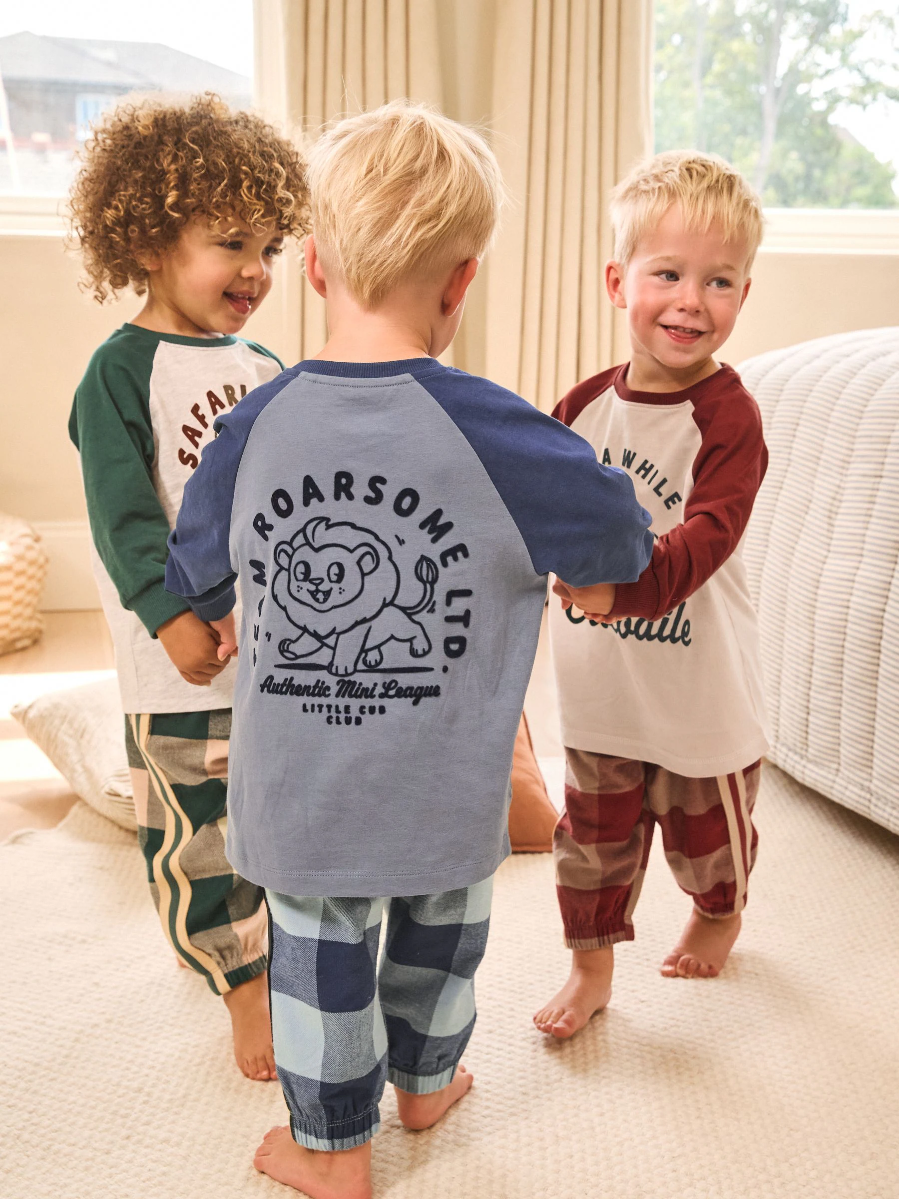 Groen/blauw/rood - Pyjama met geweven onderkant 3 Pack (9mths-12yrs)