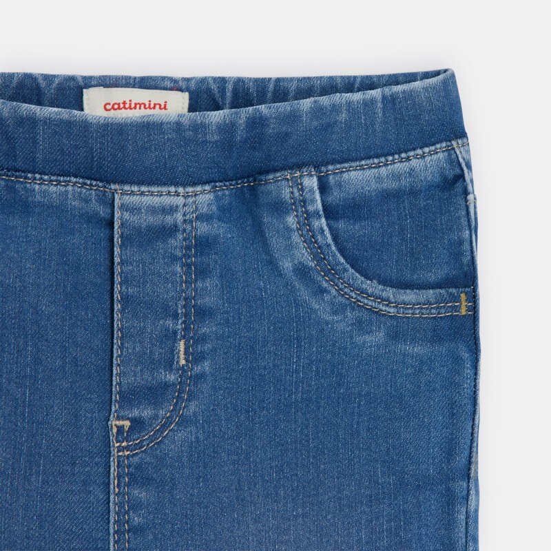 Jean bébé fille bleu délavé à broderies exotiques Catimini Bleu