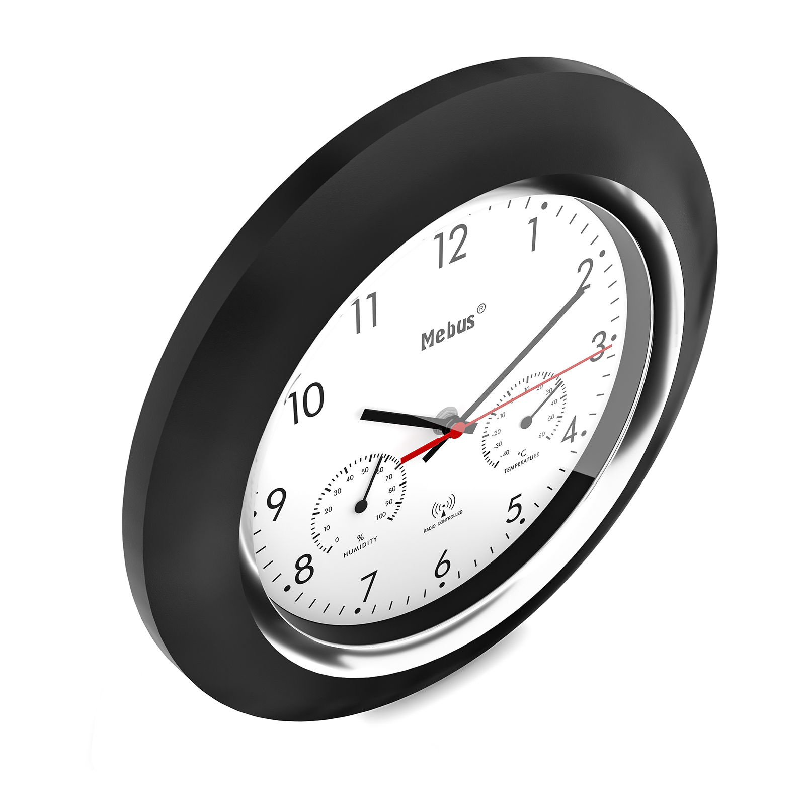 Funk-Wanduhr - schwarz -Ø 25 cm