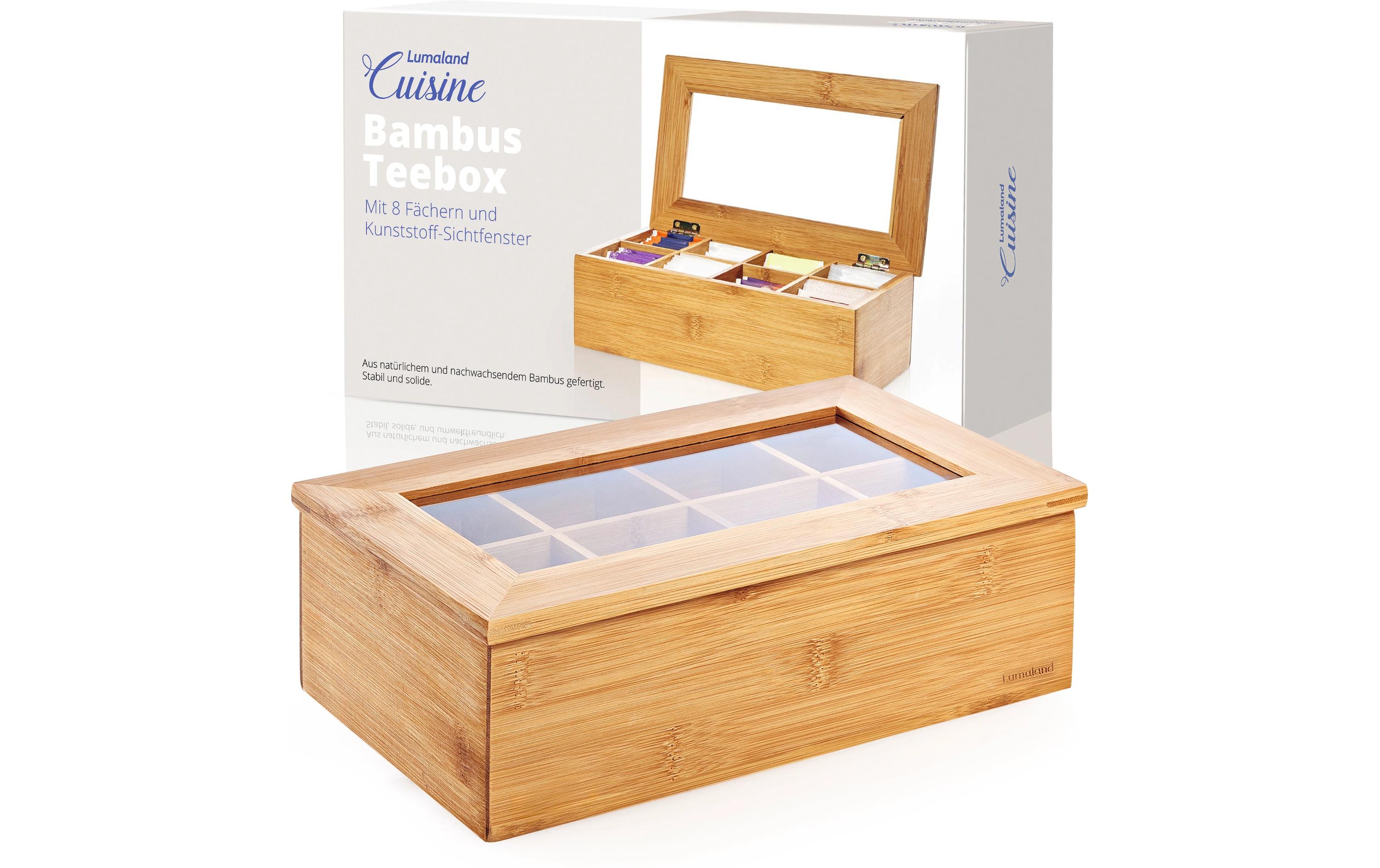 Teebeutel-Box 28 x 16 x 9 cm Bambus, China, 8 FächerTeebox