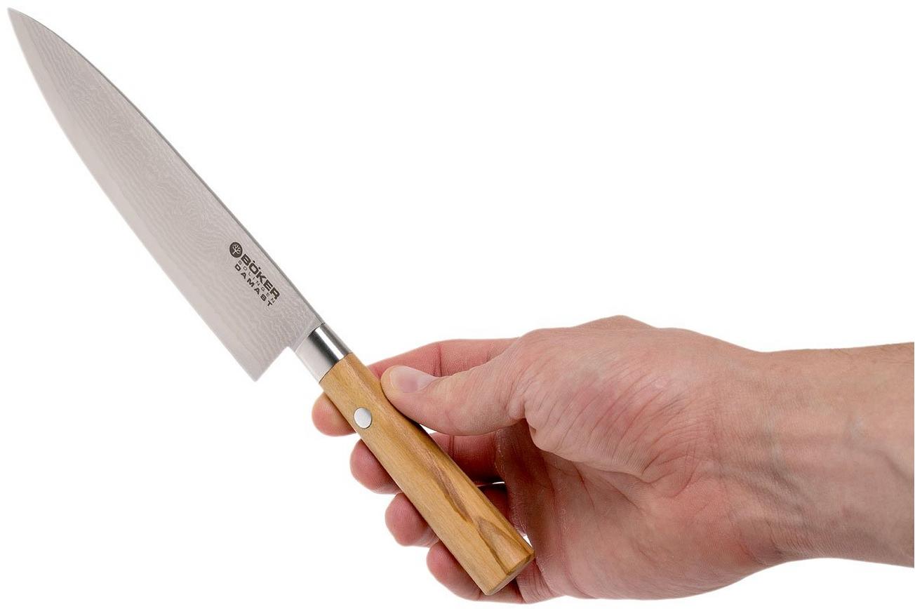 Böker Damast Olive 15.5 cm klein koksmes, 130439DAM