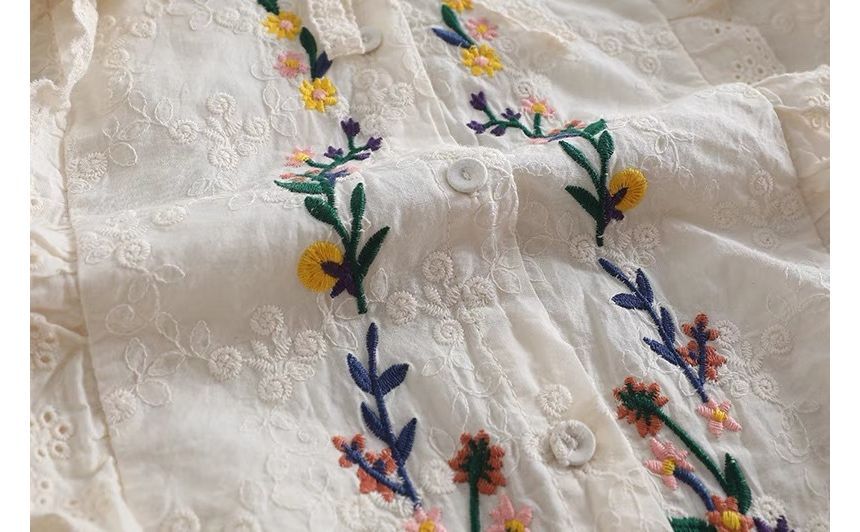 Santeh - Blouse met kraag en geborduurde bloemen