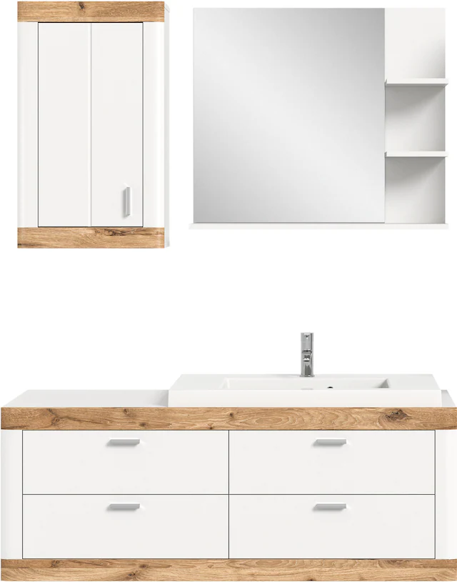 Home affaire Badmöbel-Set »Landsby, 3 teilig, inklusive Mineralguss-Waschbecken, bestehend aus:« Set, 3 Stk. tlg.