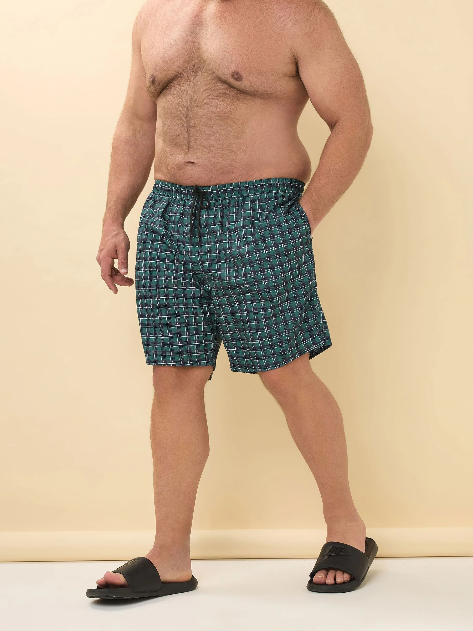 Groen - BadRhino Big & Tall Tartan zwemshorts