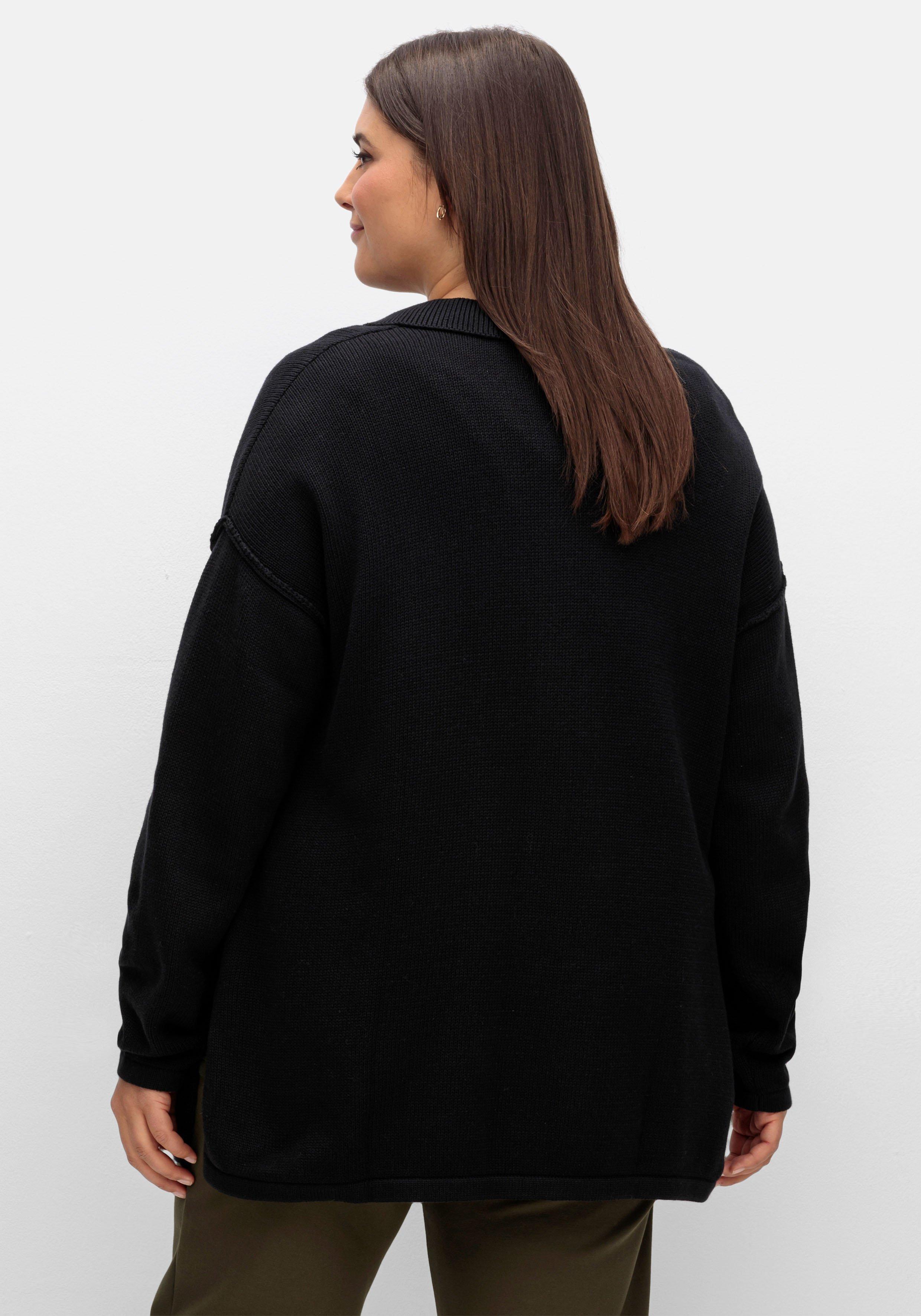 Pullover im Linksstrick, mit Polokragen