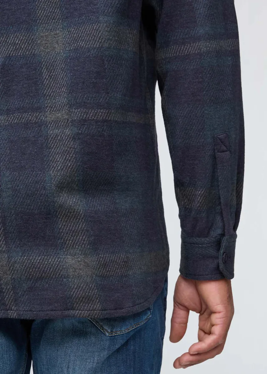 Duer Performance Flannel Button Down Heather Blue Plaid